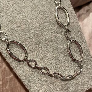Crown Trifari Silver Link Necklace 22-24”